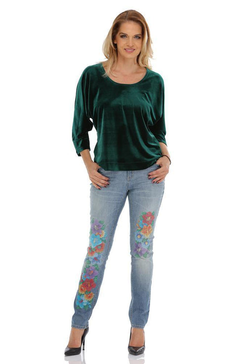 Pantalon denim brodati  Liza Panait Liza Panait Online Boutique
